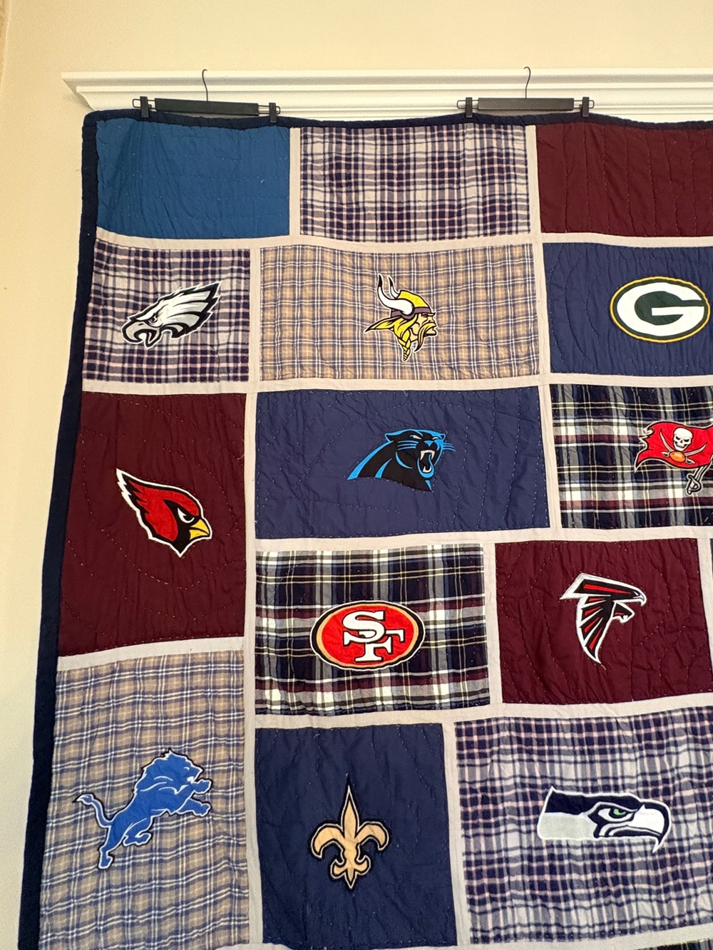 Pottery Barn PB Teen NFL Football Team Logos Full Queen Quilt Comforter - Picture 4 of 13